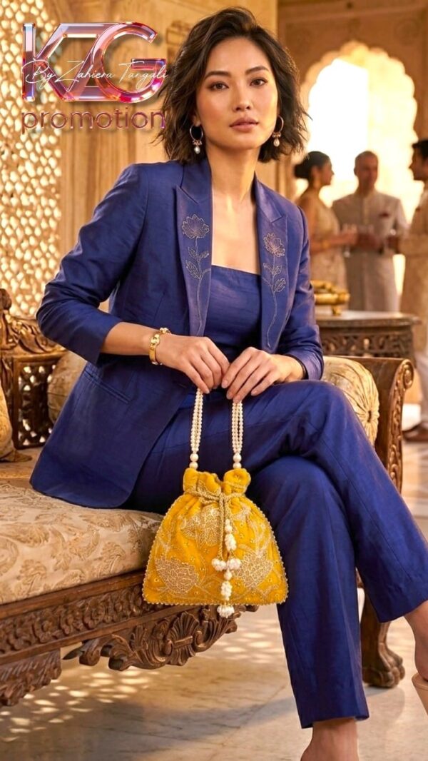 Elegant Velvet Potli bag (geel)